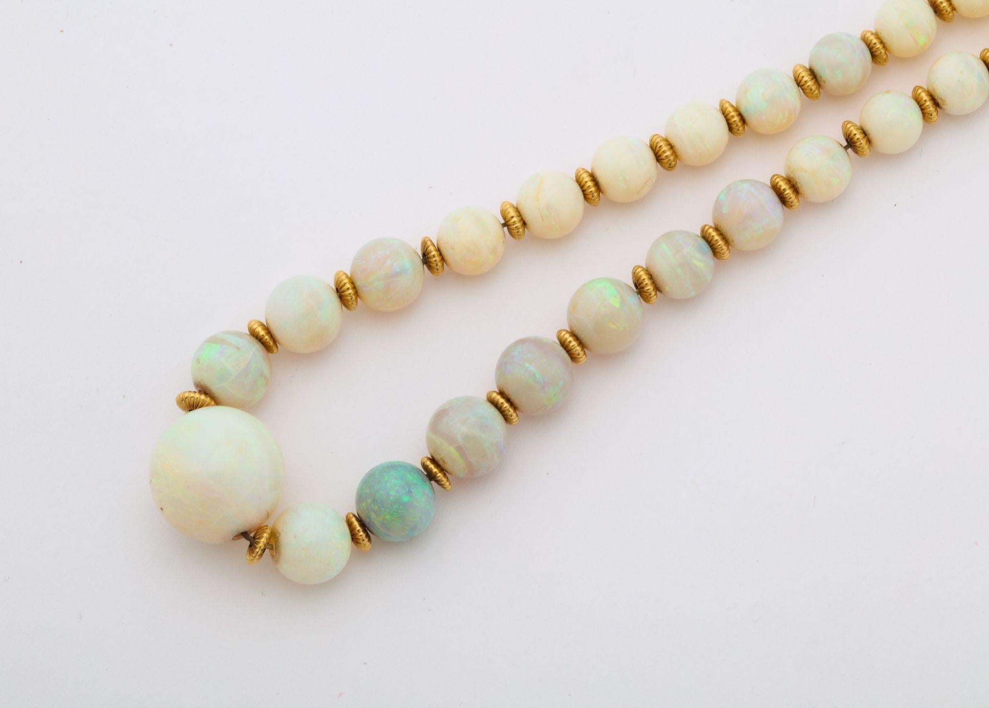 vintage opal bead necklace