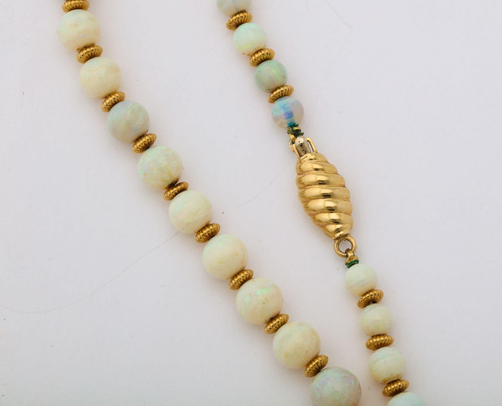 Round Cut AntiqueOpal Bead Necklace For Sale