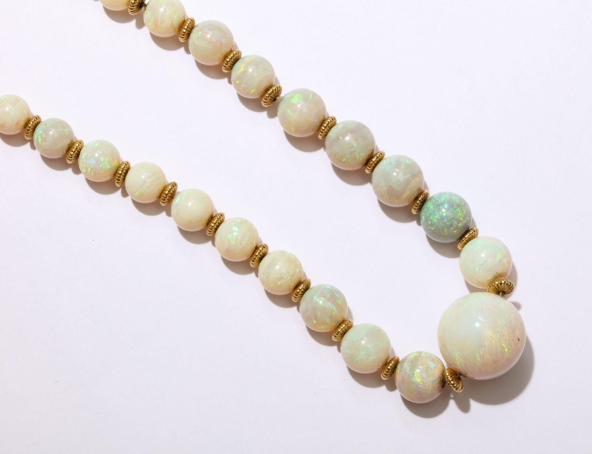 Women's or Men's AntiqueOpal Bead Necklace For Sale