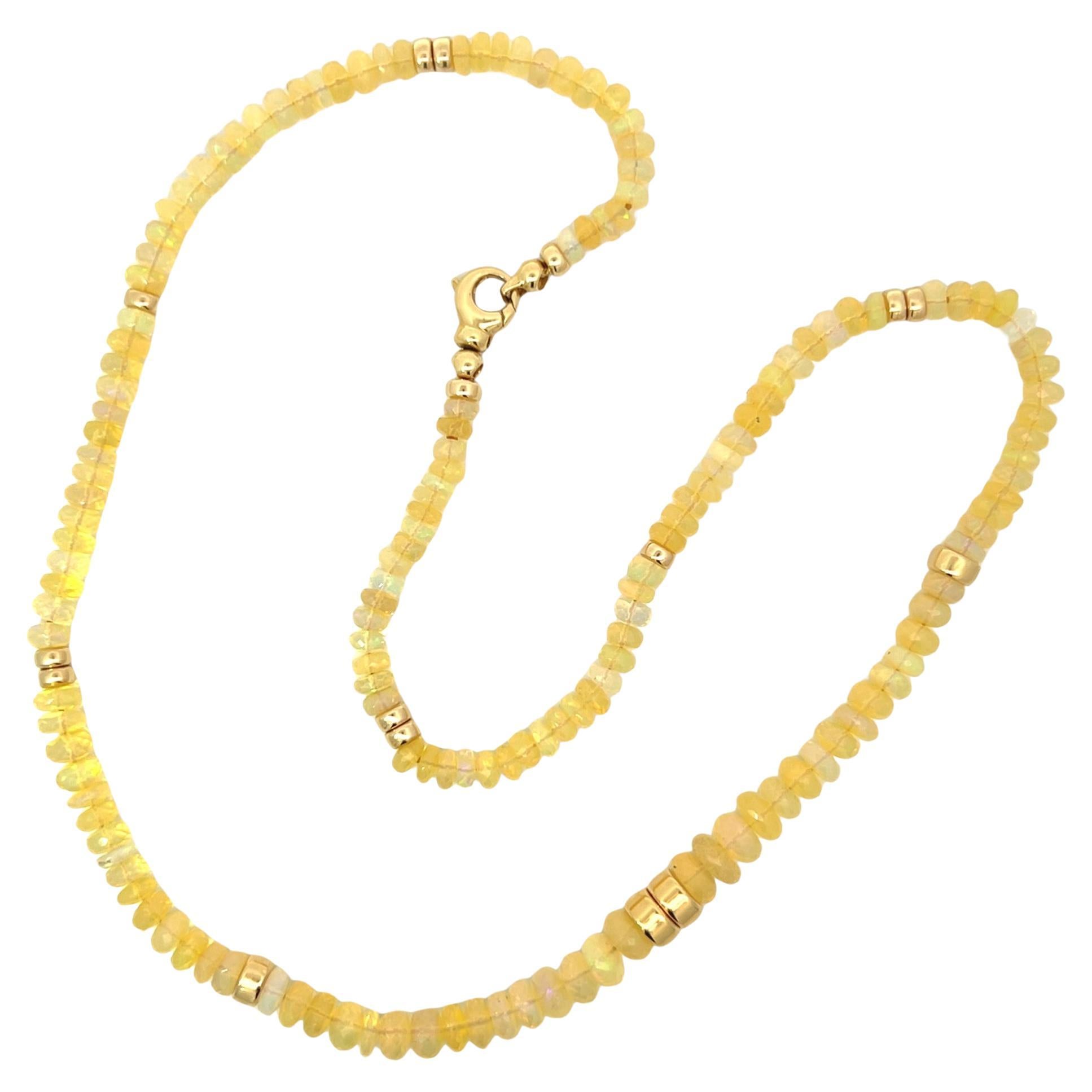 Opal Beads 14k Yellow Gold Necklace