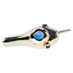 Opal-Schwarzdiamant-Schlangenohrring aus 14-karätigem Gold und Sterlingsilber, „Serpent J Dauphin“
