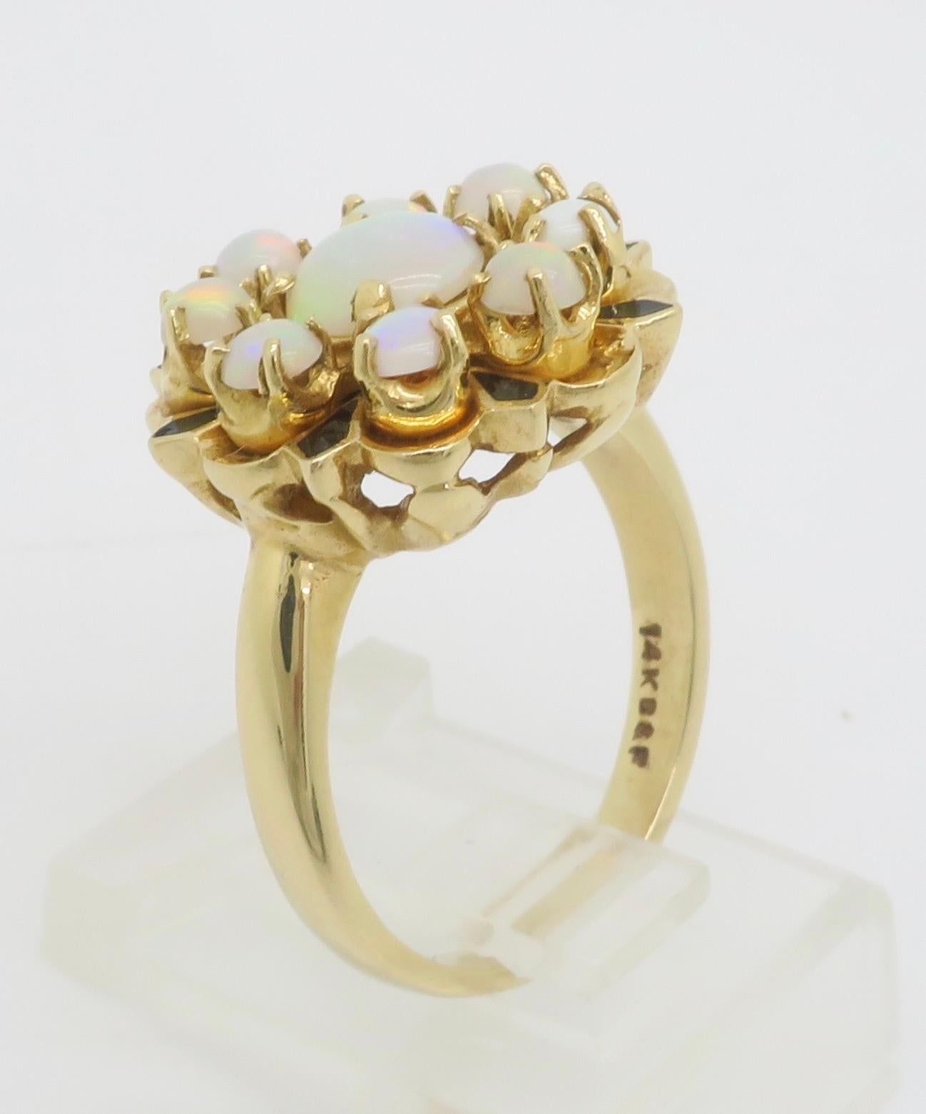 Opal & Black Enamel Vintage Ring For Sale 5