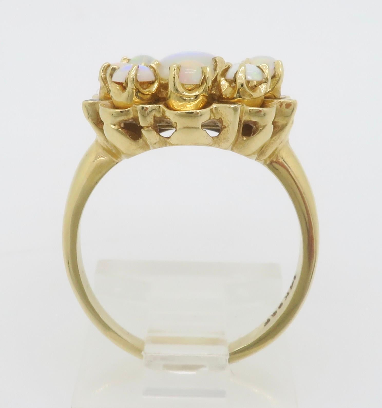 Opal & Black Enamel Vintage Ring For Sale 6