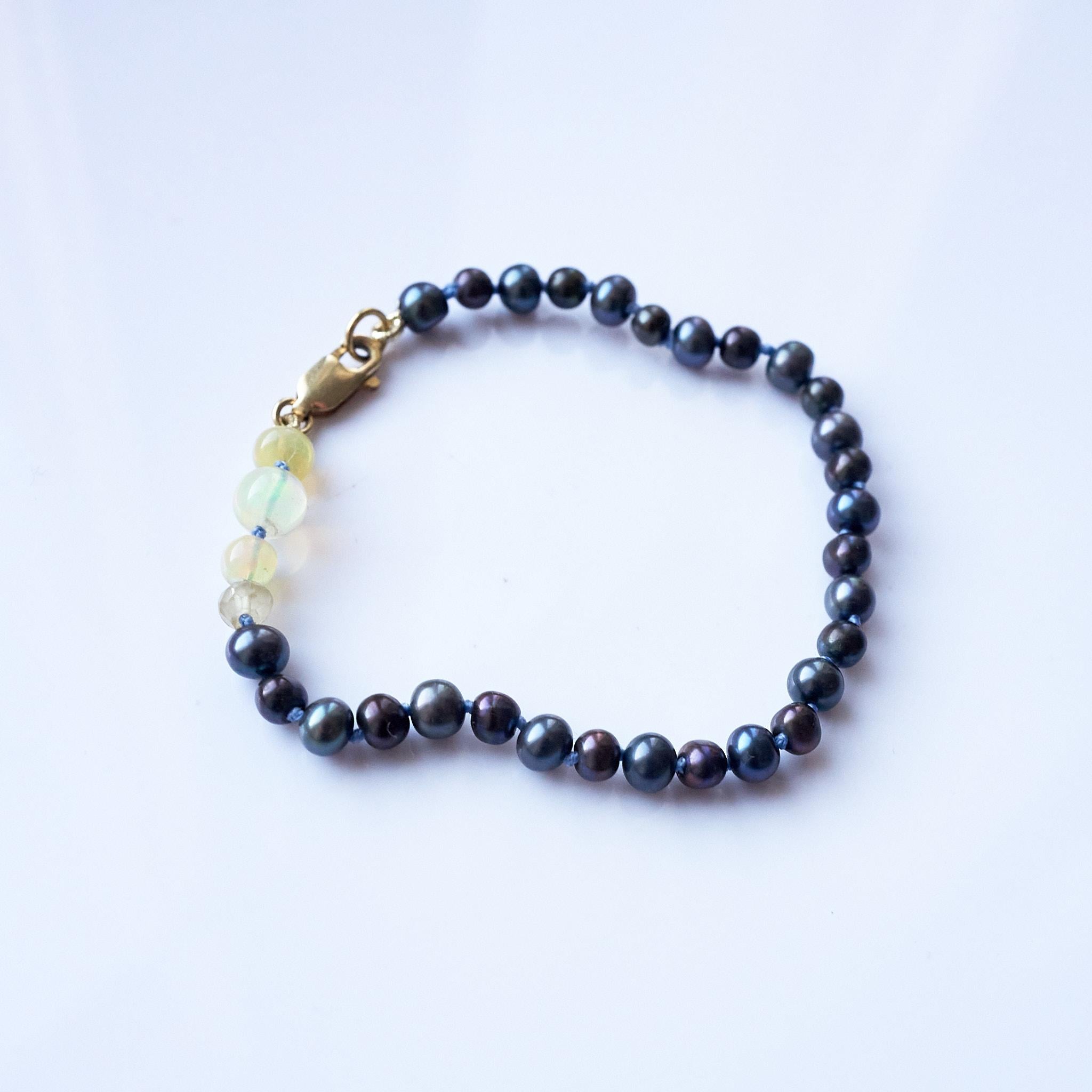 Opal Black Pearl Beaded Bracelet J Dauphin For Sale 1