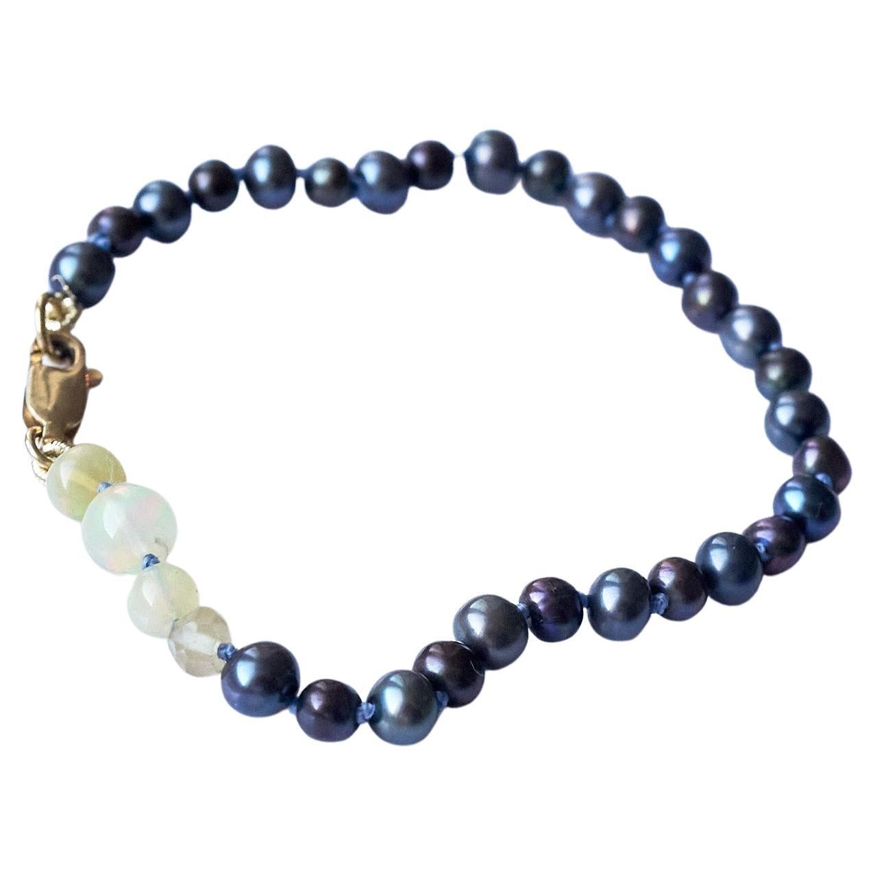 Opal Black Pearl Beaded Bracelet J Dauphin For Sale