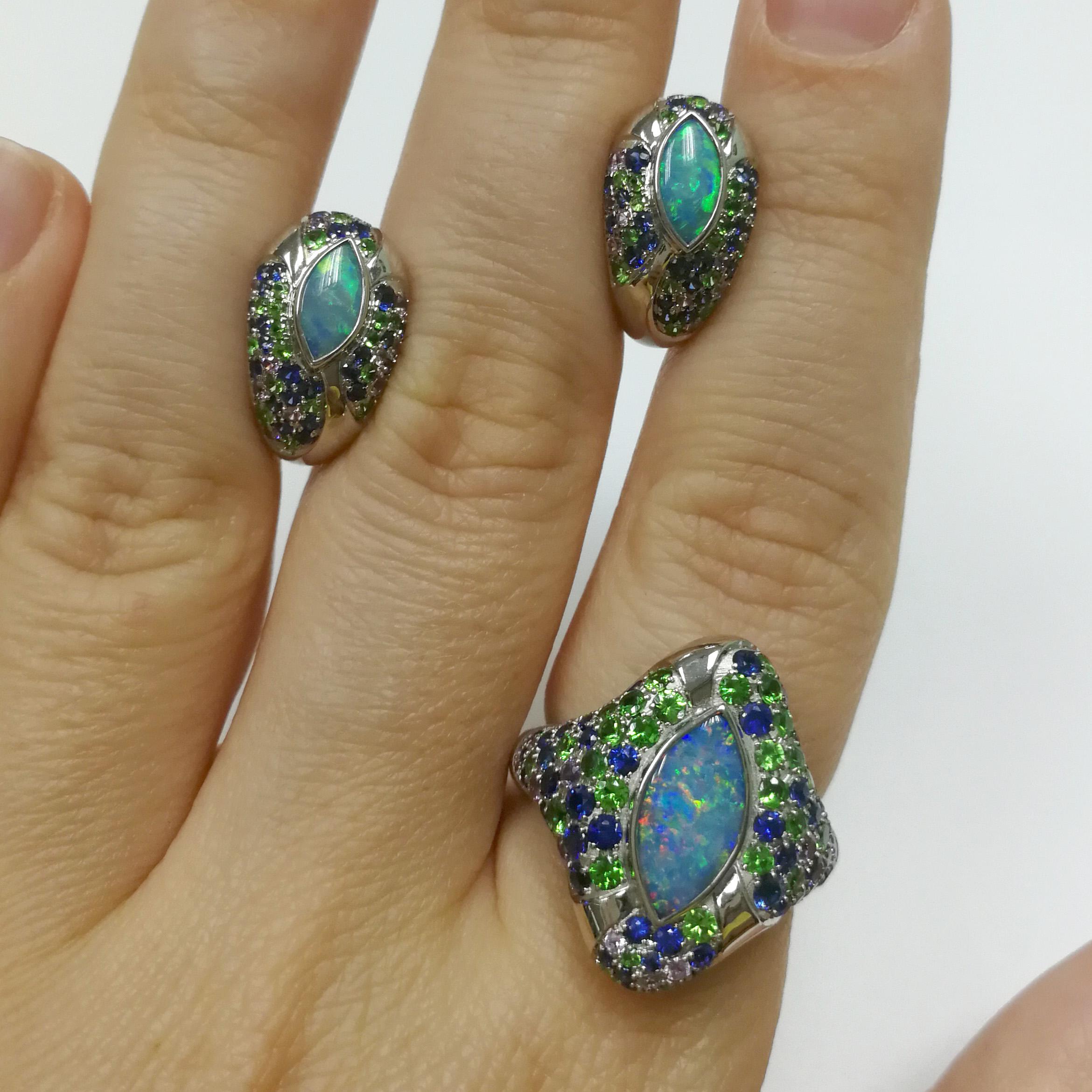 Opal Blue Purple Sapphires Tsavorites White 18 Karat Gold Riviera Suite
The name and the variety of colours in this collection are associated with the bright Italian and French Riviera, vivid and colourful houses and sun reflections on the water. A