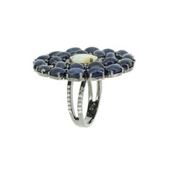Opal Blue Sapphire Fluid Diamond Ring