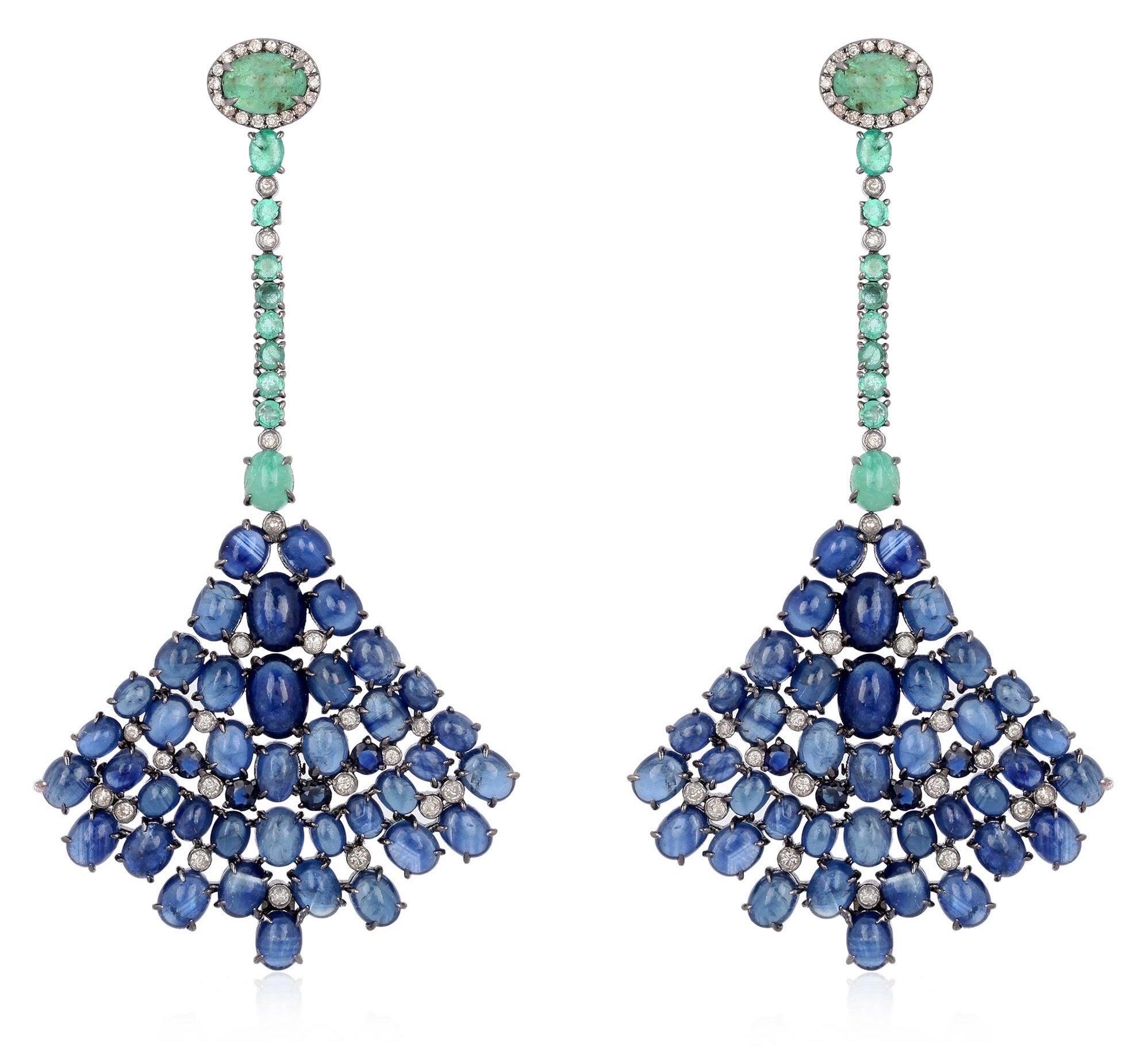 For Sale:  Opal Blue Sapphire Fluid Diamond Ring 5
