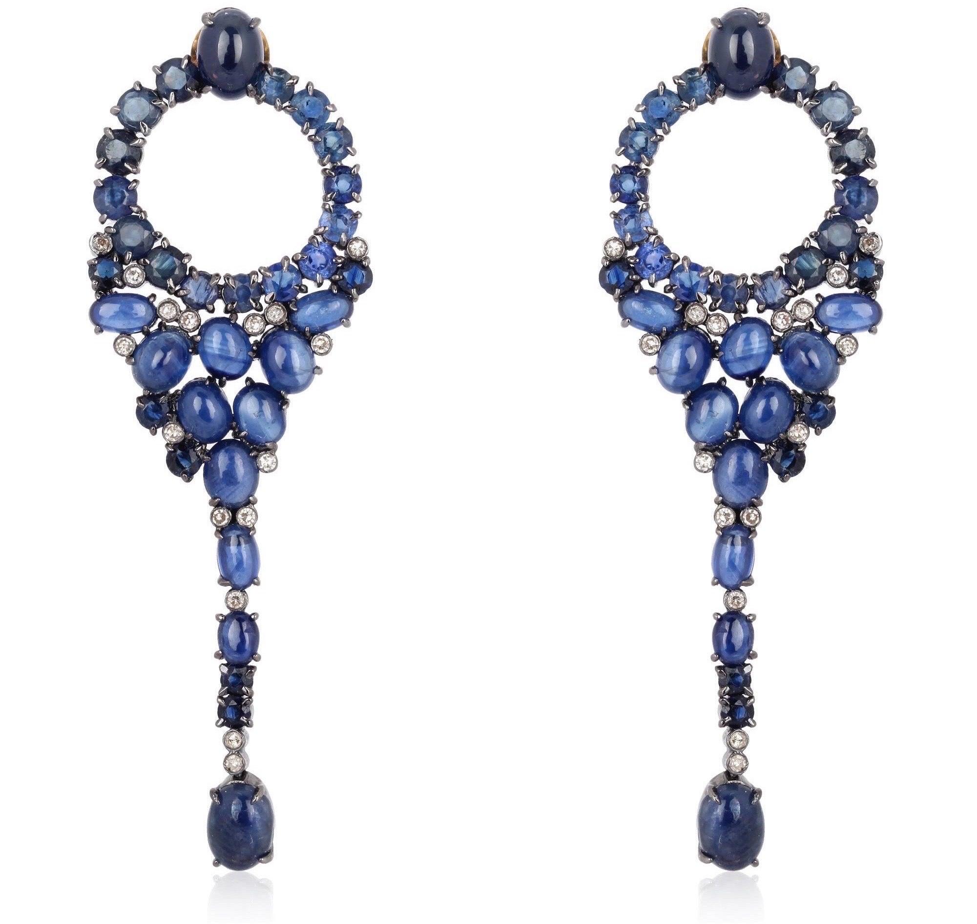 For Sale:  Opal Blue Sapphire Fluid Diamond Ring 6