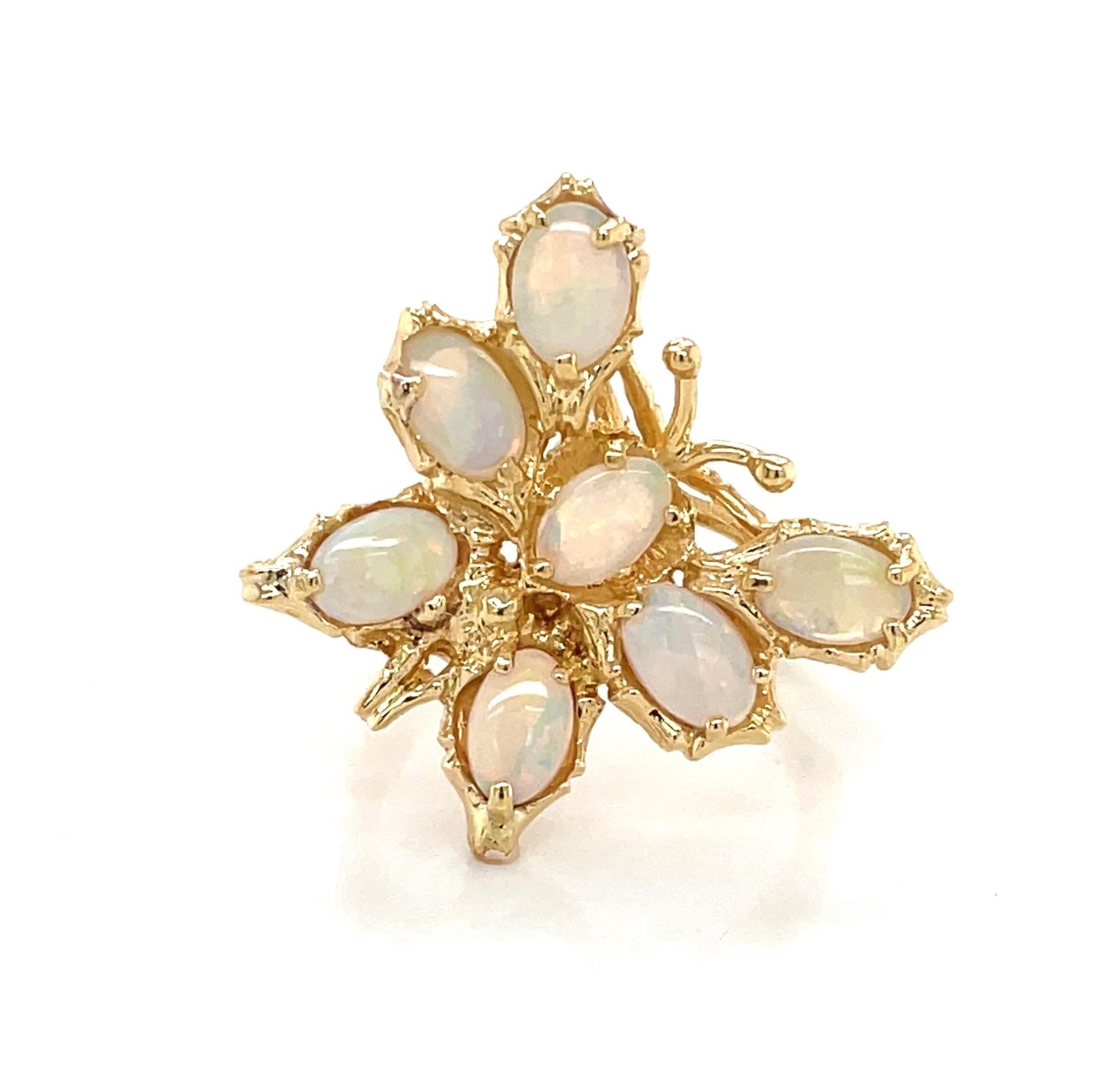 Opal Butterfly 14 Karat Yellow Gold Cocktail Ring 4