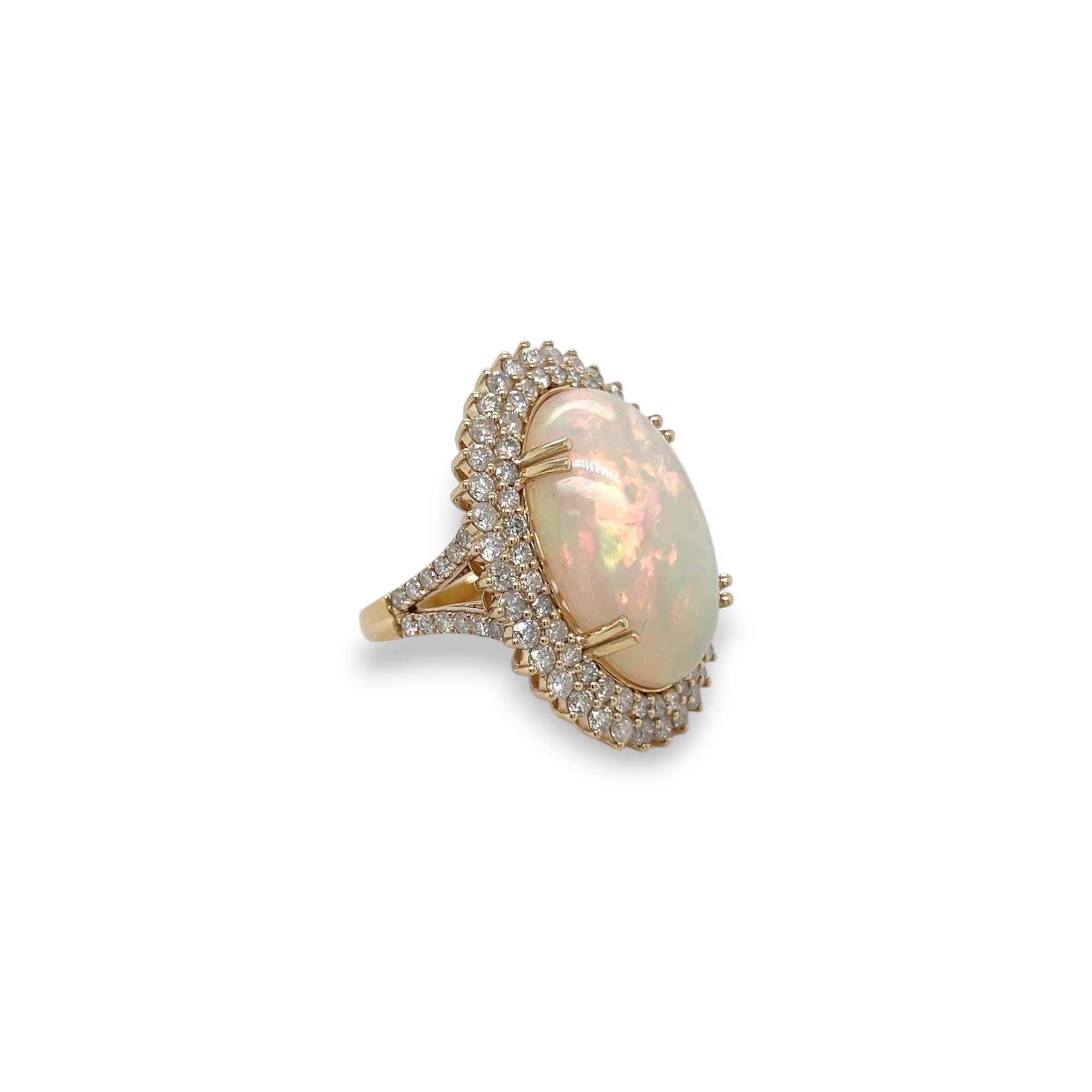 Statement-Ring mit Opal, Cabochon und Diamant im Zustand „Neu“ im Angebot in Lewisville, TX