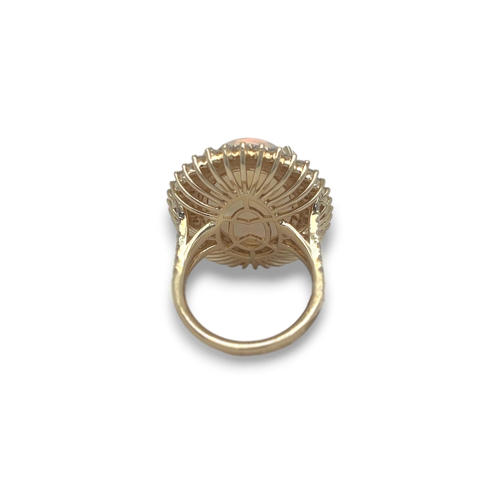 Statement-Ring mit Opal, Cabochon und Diamant für Damen oder Herren im Angebot