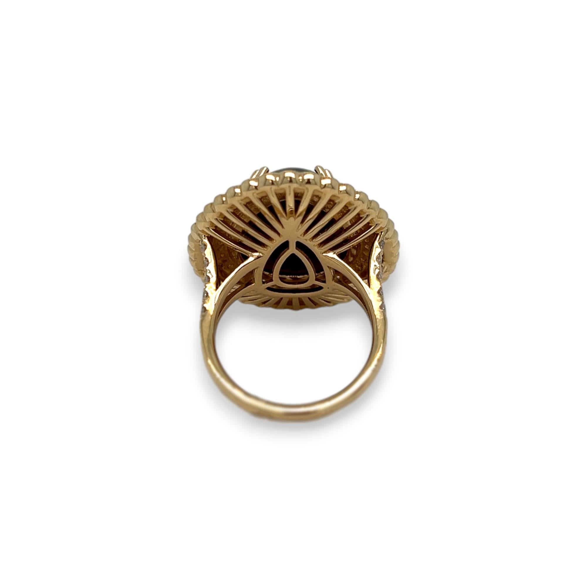Women's or Men's Opal Cabochon and Diamond Statement Ring For Sale