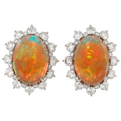 Opal Cabochon Earrings, 13.40 Carat