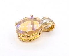 Opal Cabochon Solitaire Pendant in 14k Yellow Gold