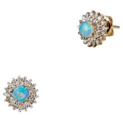 Opal Cake Earrings with Diamonds