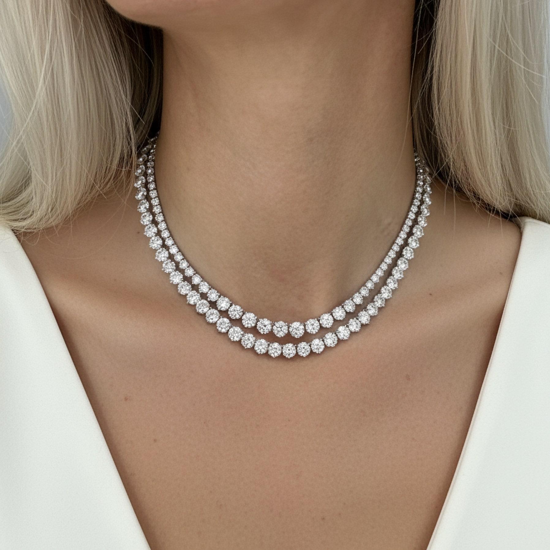 Collier d'opale en cascade en or blanc 14K avec diamants Pour femmes en vente
