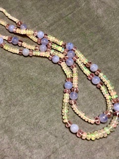 Opal, chalcedony and morganite necklace