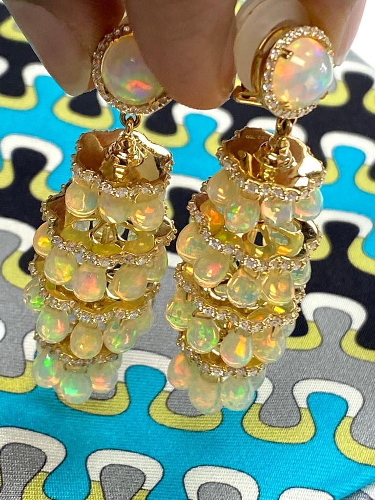 Goshwara Opal Chandelier And Diamond Earrings For Sale at 1stDibs