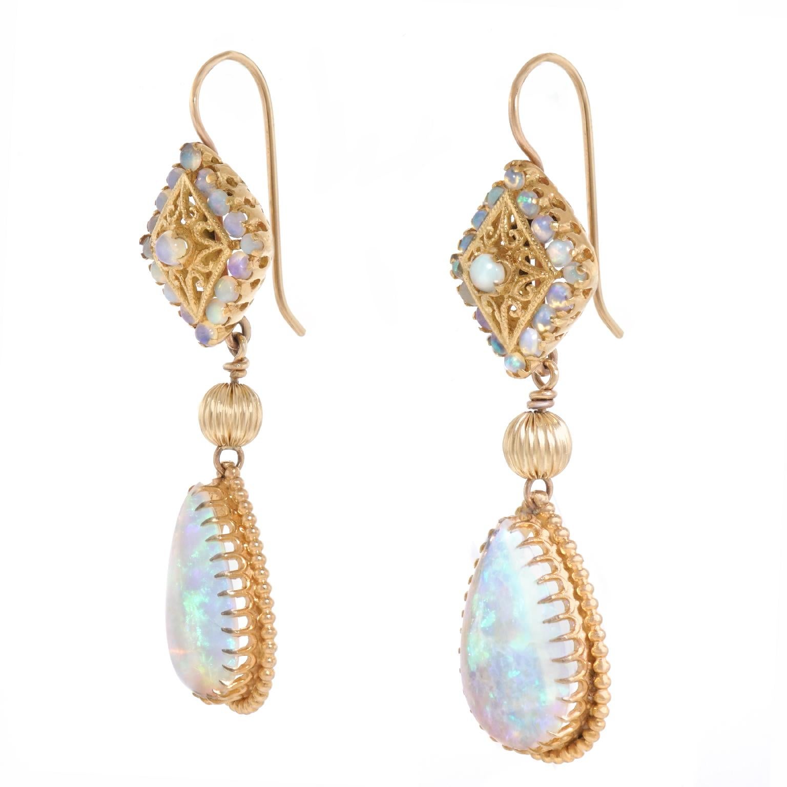 Opal Chandelier Earrings In Excellent Condition In Litchfield, CT