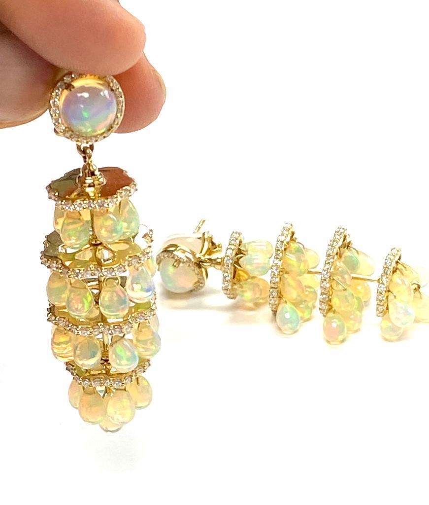 Contemporary Goshwara Opal Chandelier And Diamond Earrings For Sale