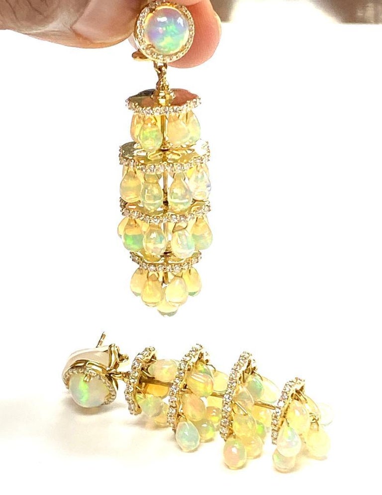 Goshwara Opal Chandelier And Diamond Earrings For Sale at 1stDibs