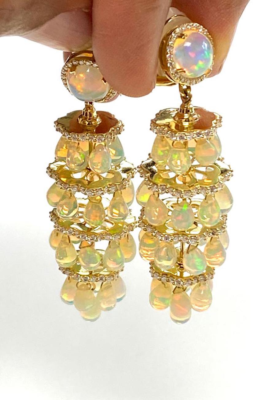 Women's Goshwara Opal Chandelier And Diamond Earrings For Sale