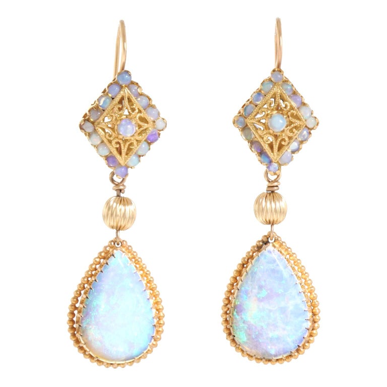 Opal Chandelier Earrings For Sale at 1stDibs
