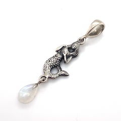 Opal Charm Mermaid Pendant in Sterling Silver