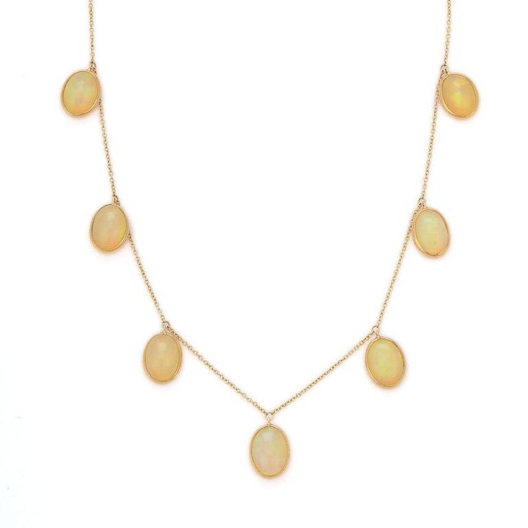 Opal Drop Necklace in 18K Yellow Gold For Sale at 1stDibs