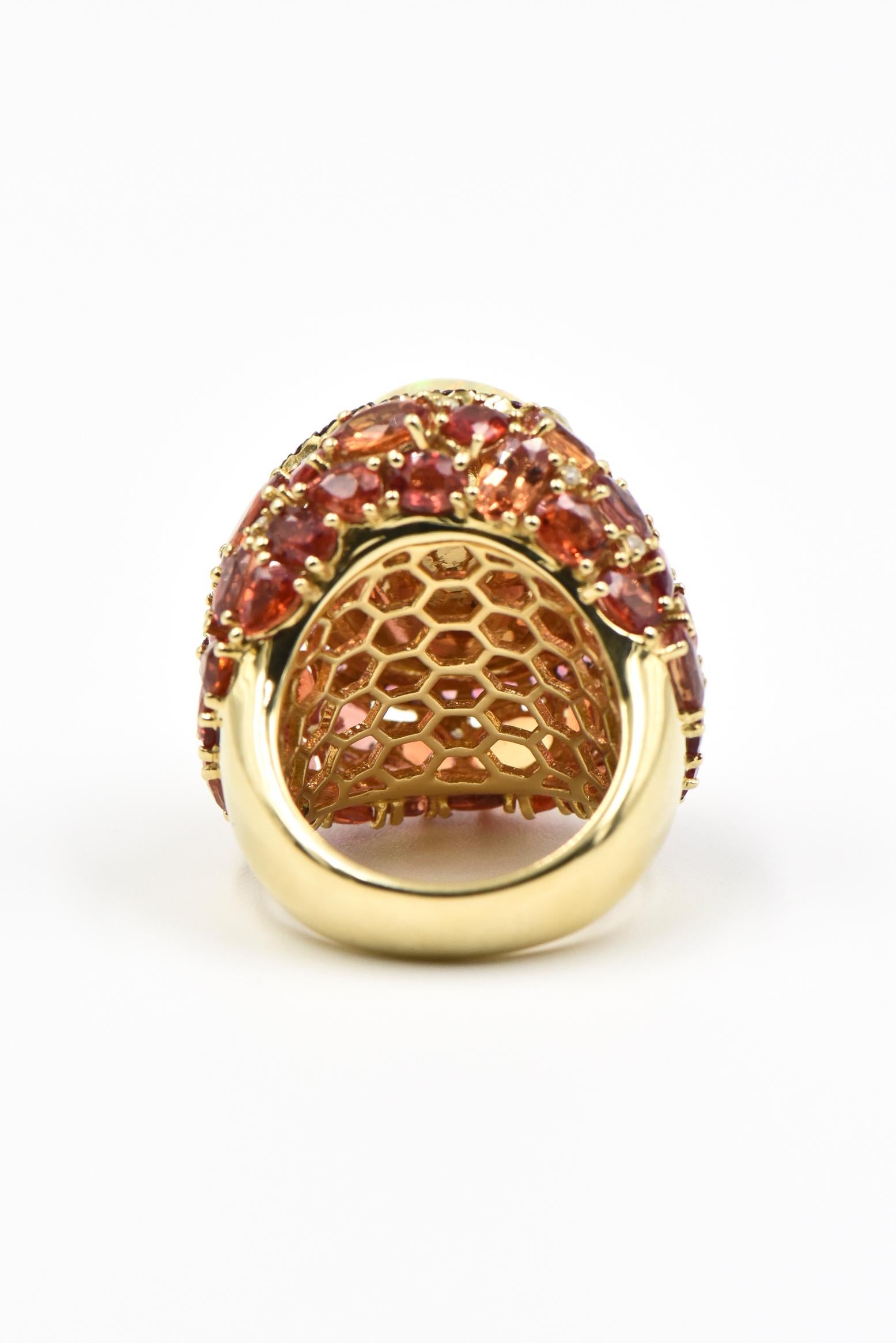 Gold Cocktail-Ring mit Opal, Citrin, Saphir und Diamant im Angebot 3