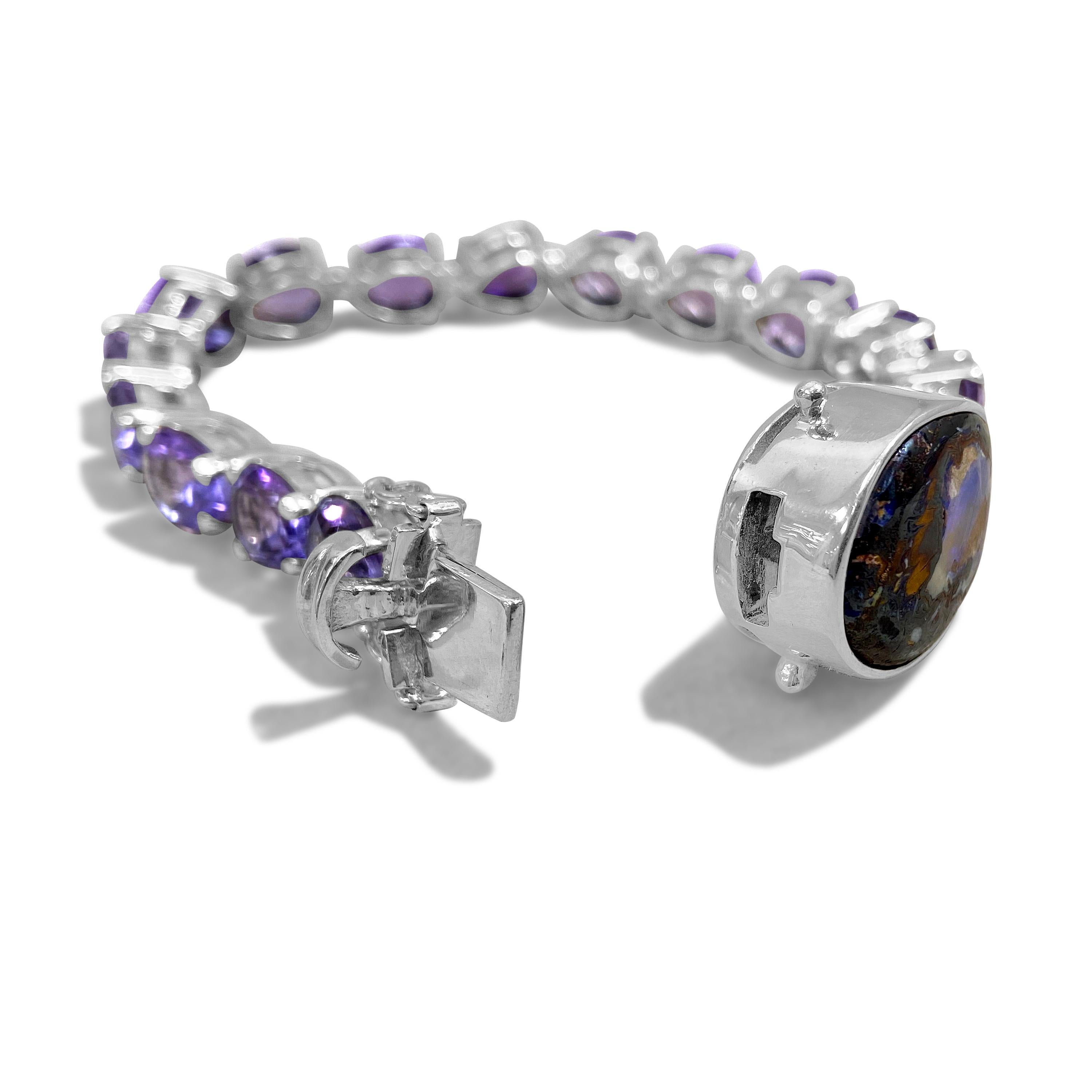 Artisan Stephen Dweck Opal Closure Amethyst Accent Tennis Bracelet in Sterling Silver 