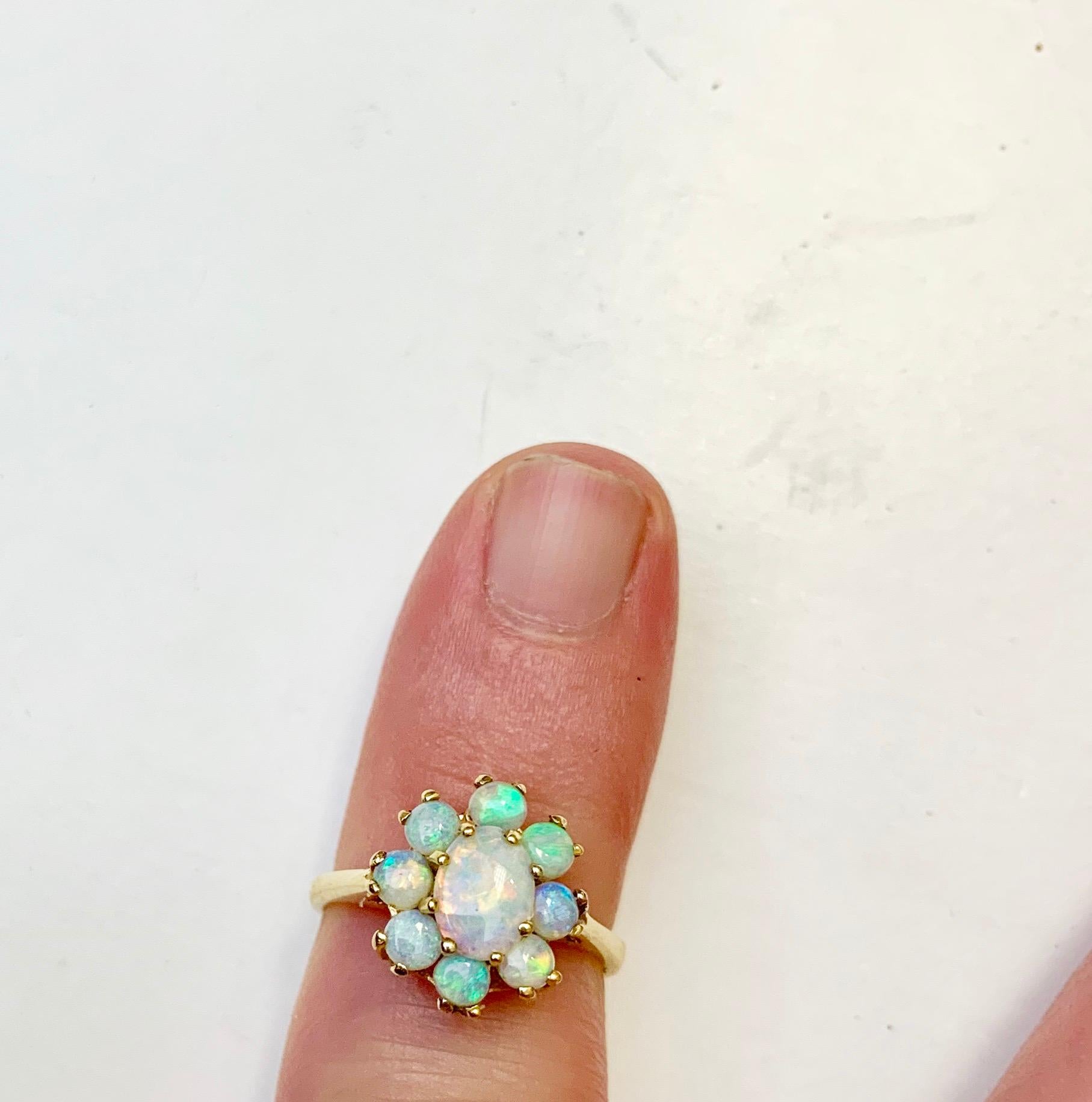 Round Cut Opal Cluster Ring