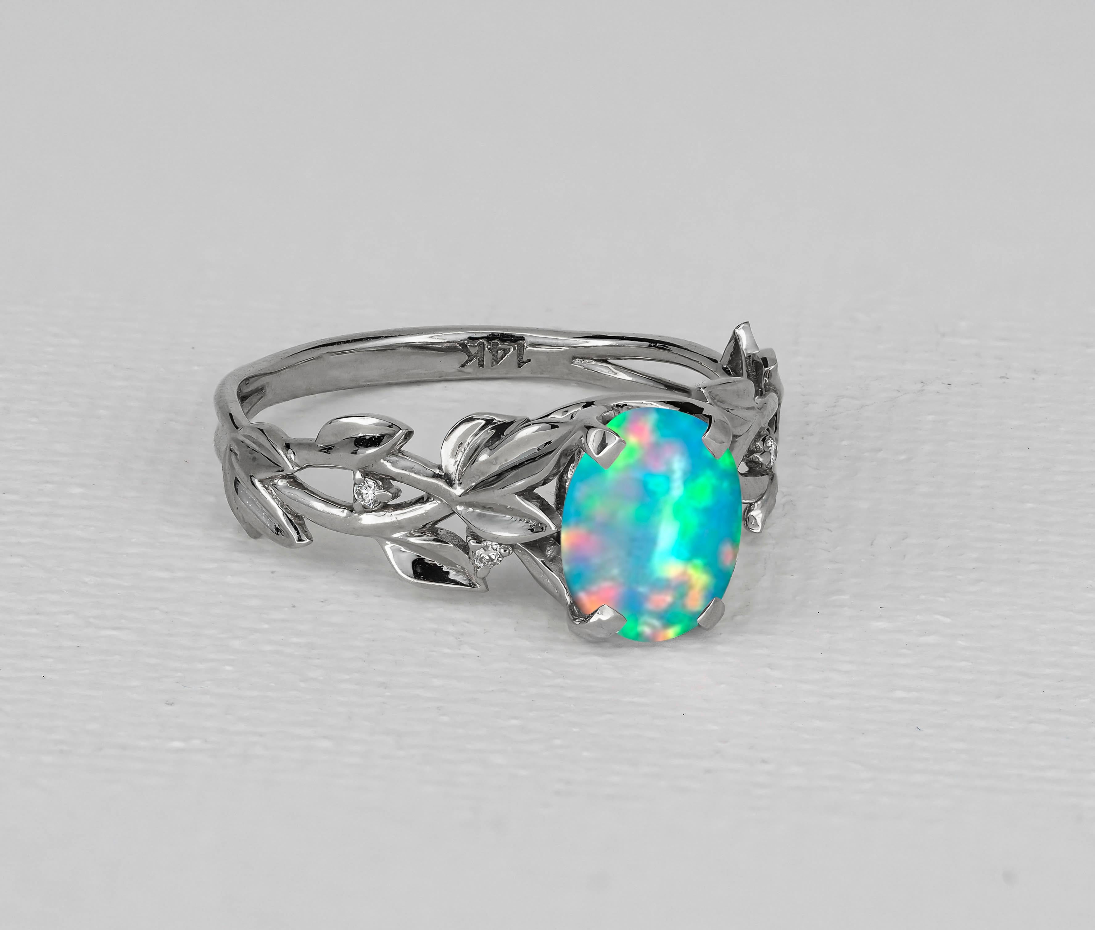 For Sale:  Opal Cocktail 14k Gold Ring 5