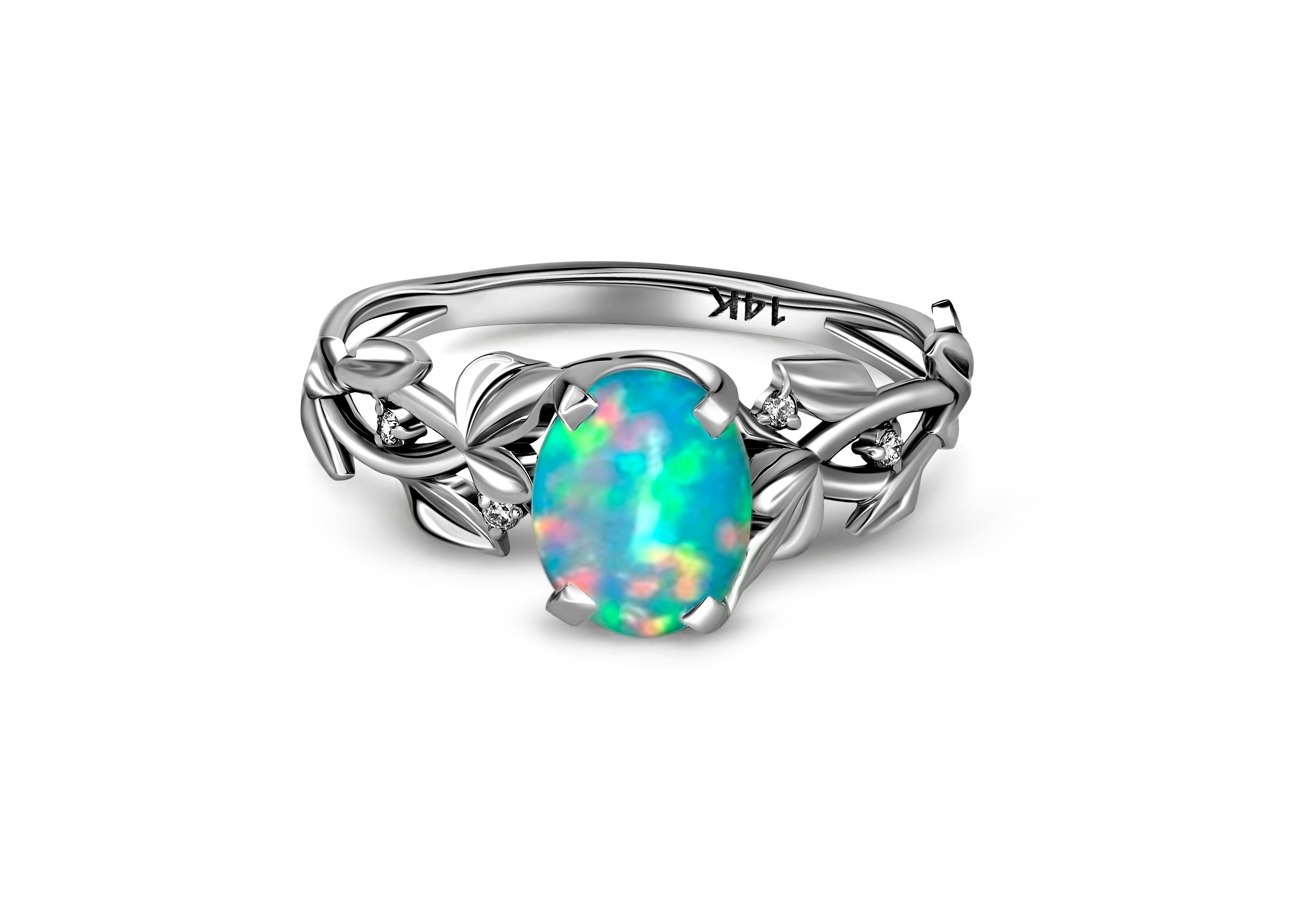 For Sale:  Opal Cocktail 14k Gold Ring 6