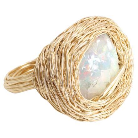 Opal Cocktail Statement Einzigartiger Ring der Künstlerin in 14 Kt Gold gefüllt, Opal