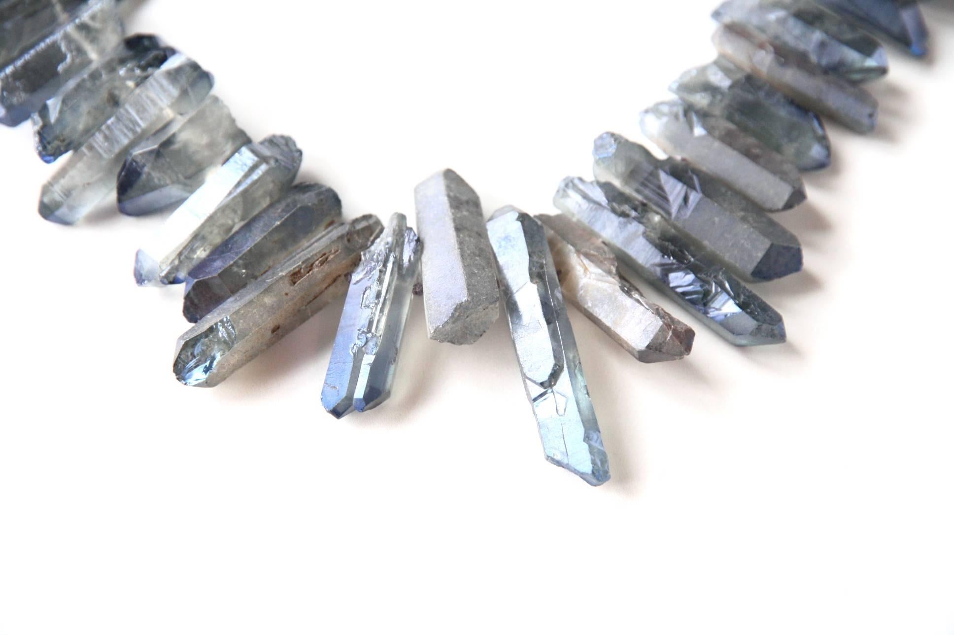Artisan Opal Crystal Blu Rock Necklace For Sale