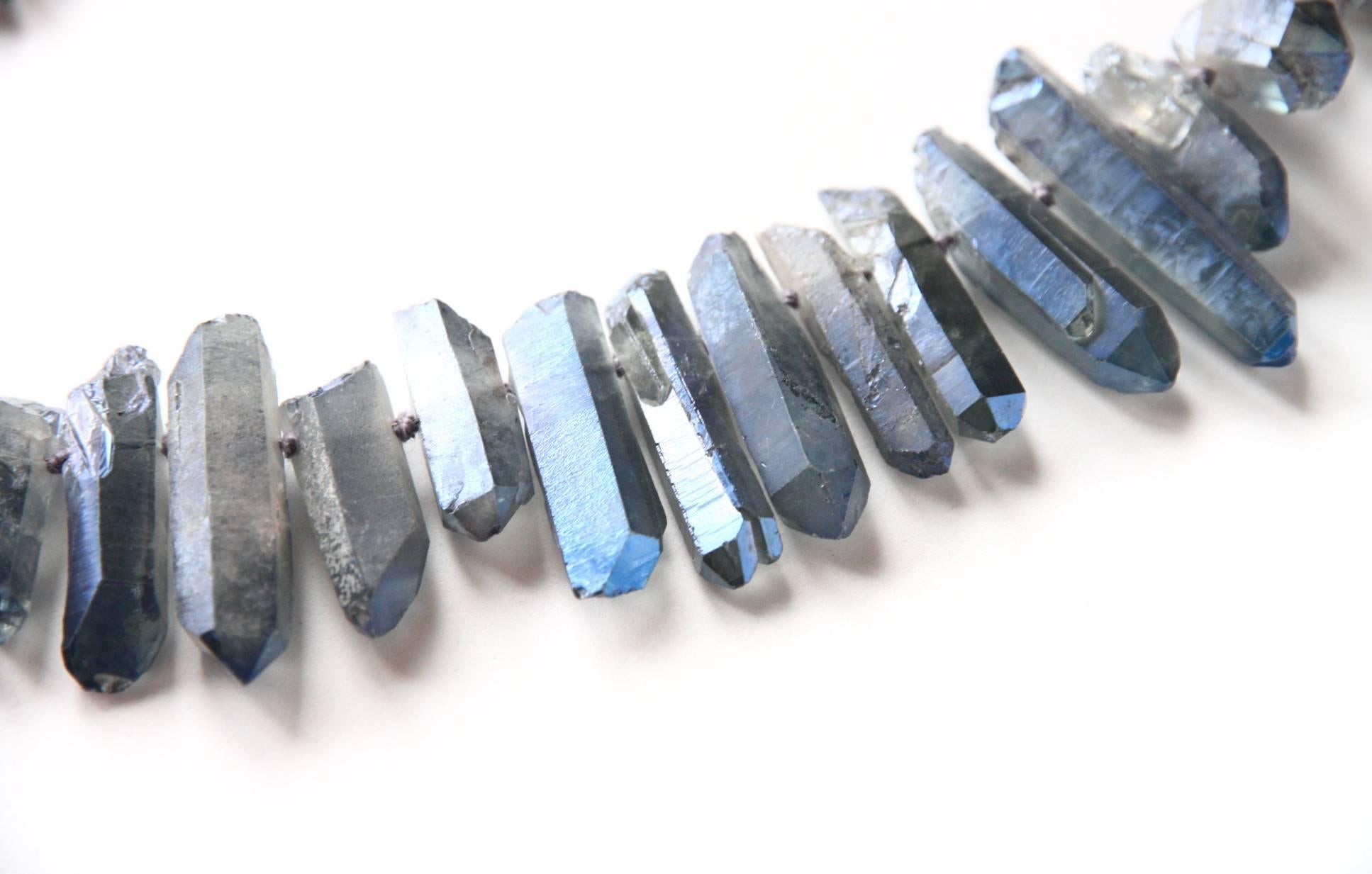 Uncut Opal Crystal Blu Rock Necklace For Sale
