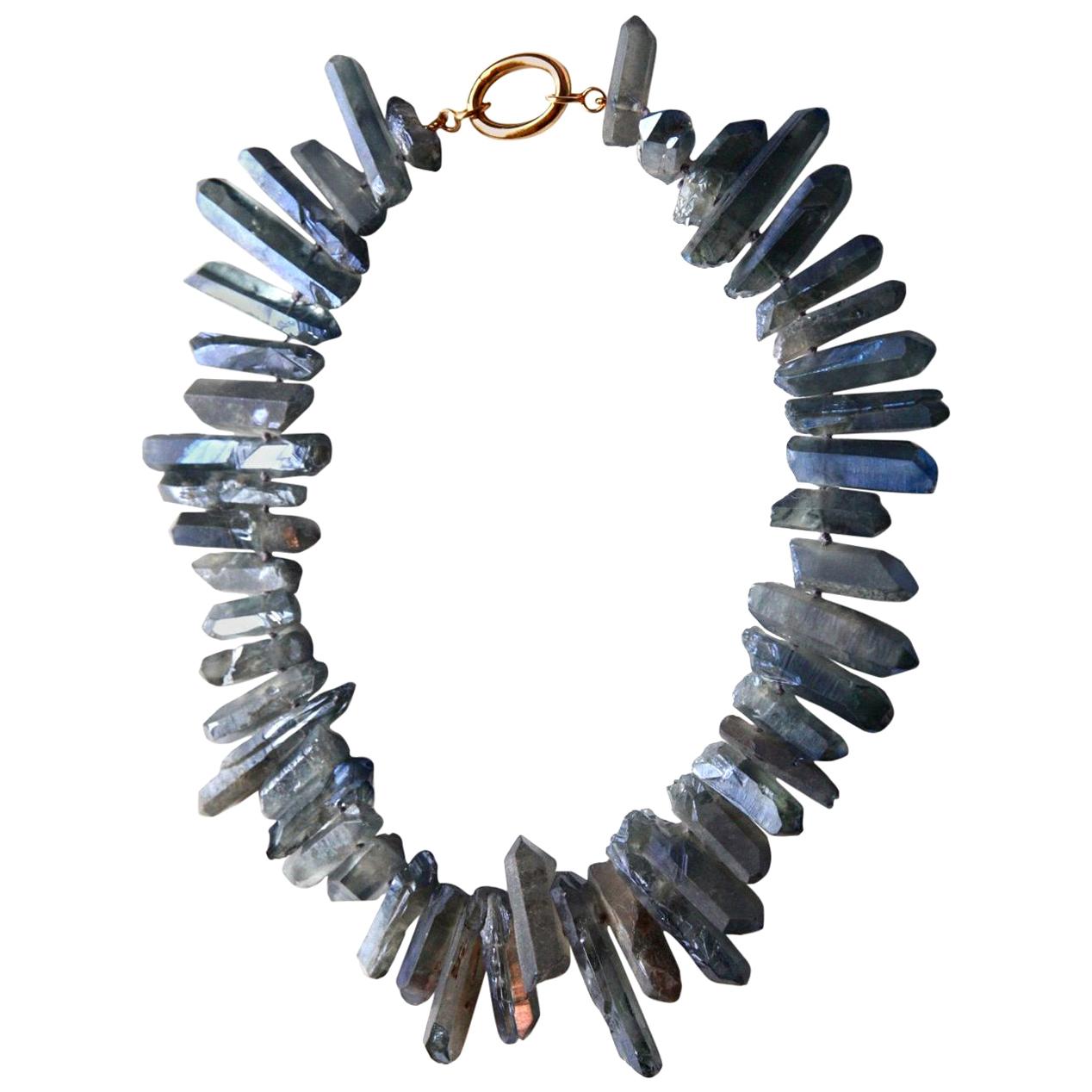 Opal Crystal Blu Rock Necklace