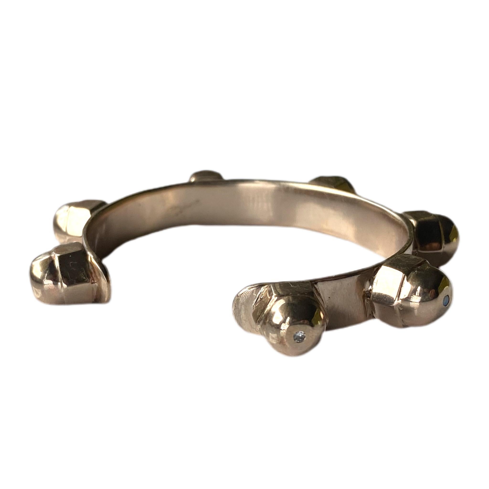 Round Cut Opal Cuff Bangle Bracelet Bronze Statement J Dauphin For Sale