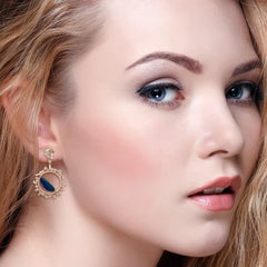 18K Gold Doublet Opal Mosaic Hoop Earrings With Baguette Diamonds