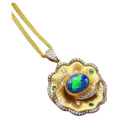 Opal Diamond 14 Karat Gold Pendant Necklace