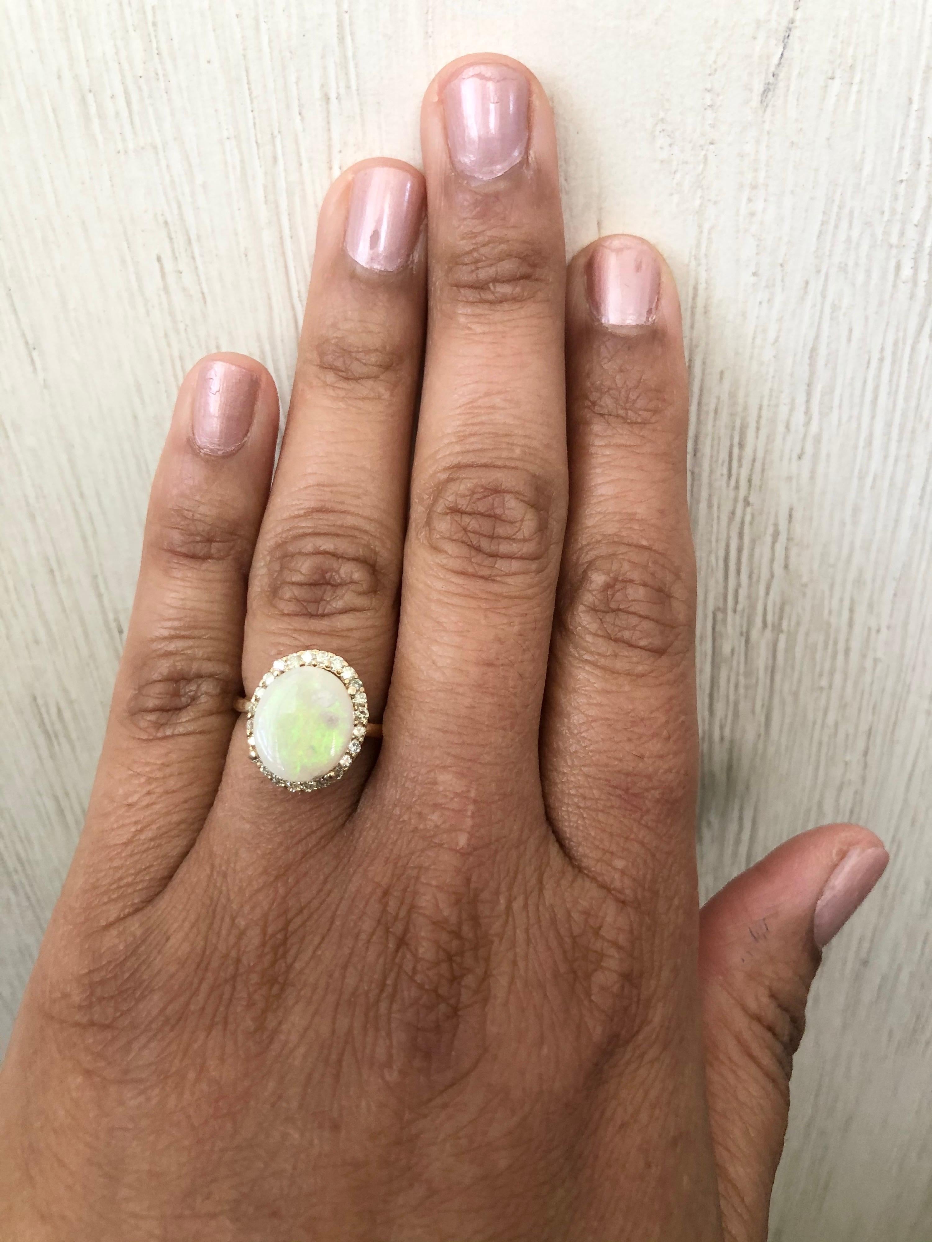 2.53 Carat Opal Diamond 14 Karat Yellow Gold Ring In New Condition In Los Angeles, CA