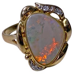 Opal Diamond 14K Ring 20th Century