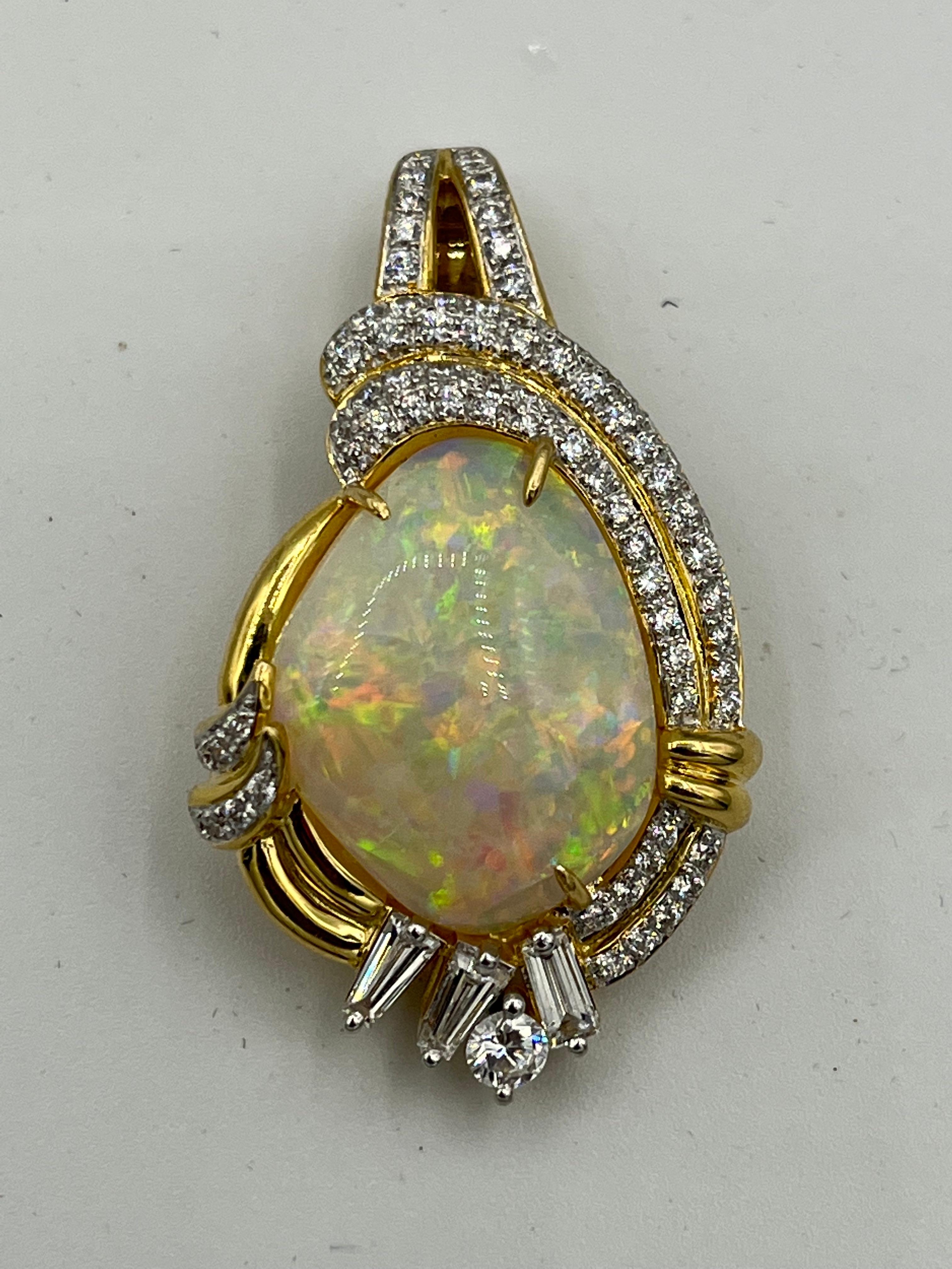 Opal Diamond 18 K Pendant Clip For Sale 8