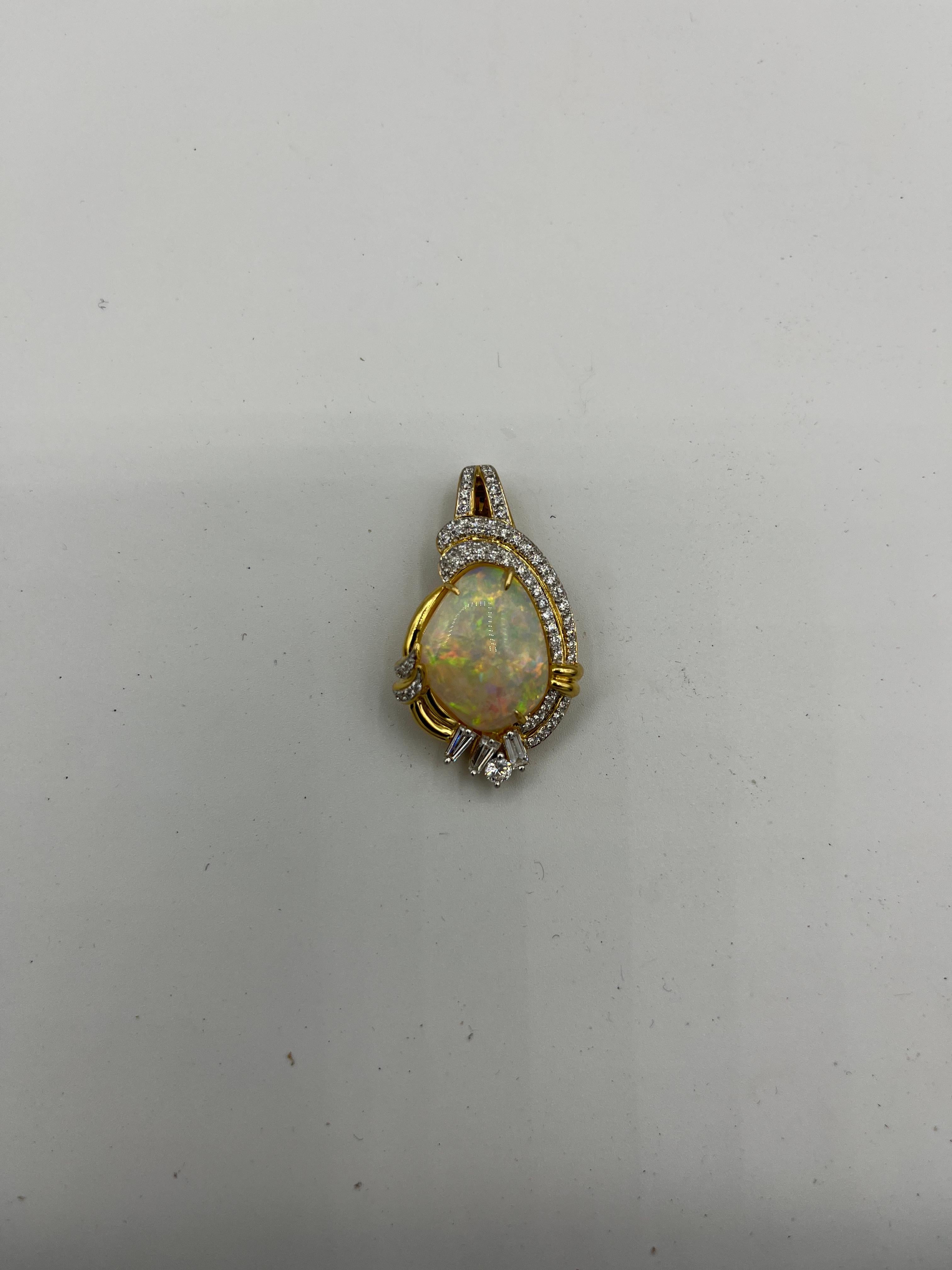 Opal Diamond 18 K Pendant Clip For Sale 9