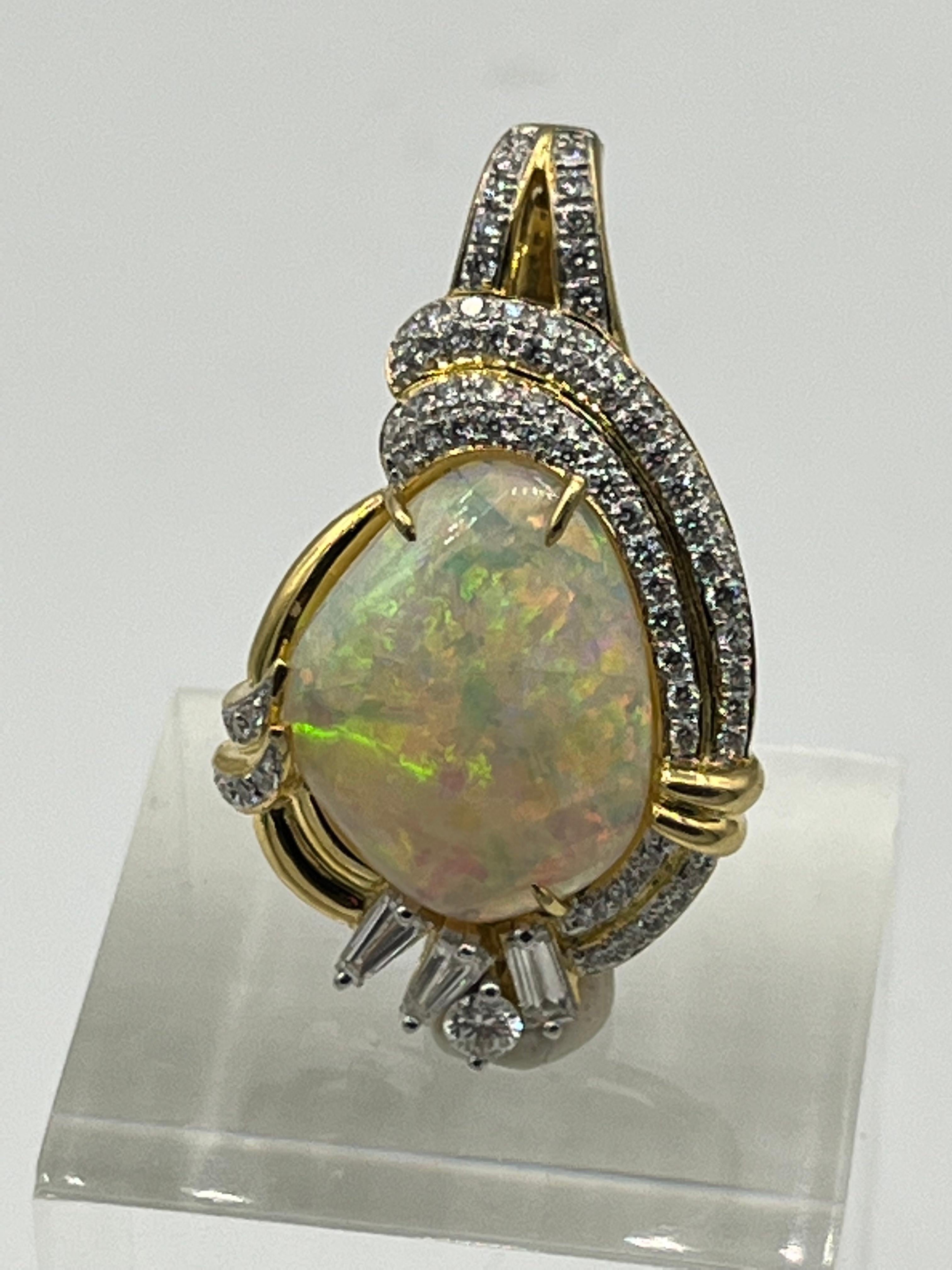 Opal Diamond 18 K Pendant Clip For Sale 5