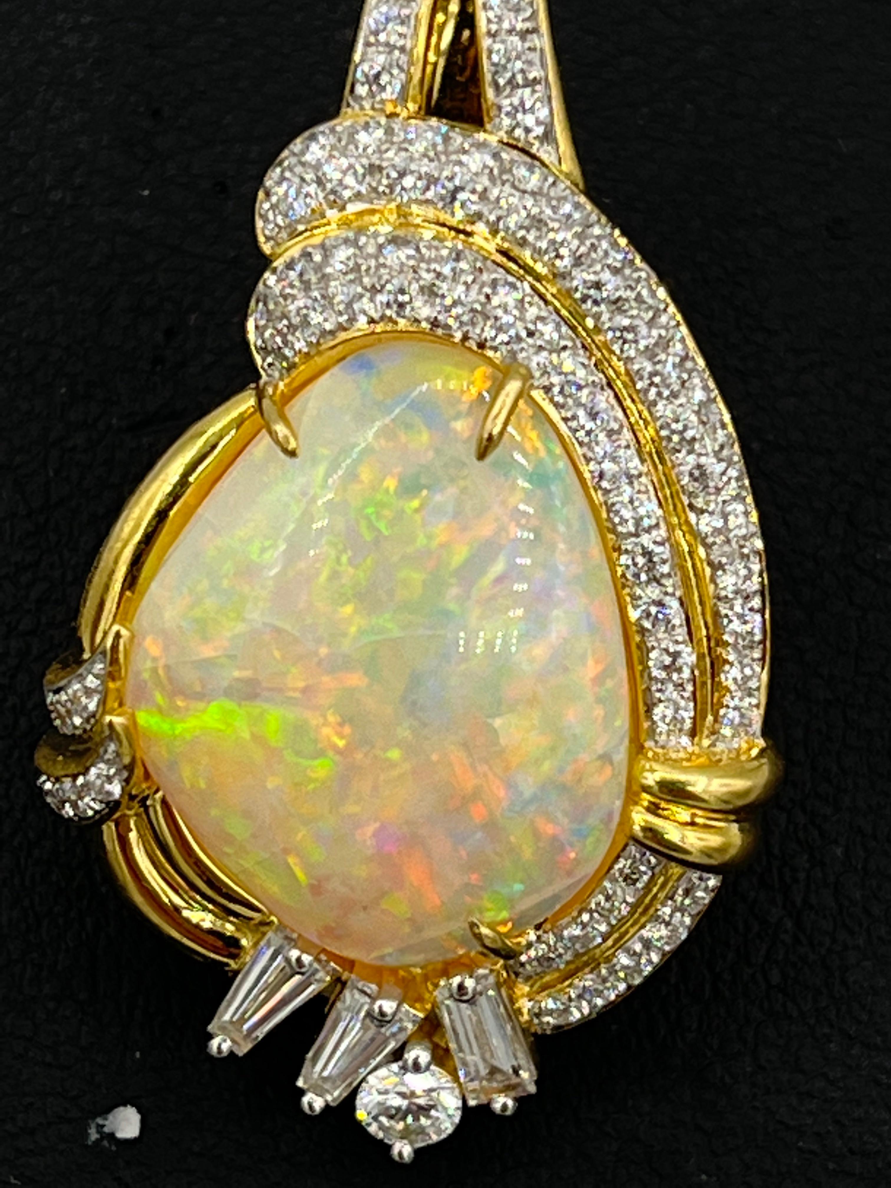Women's or Men's Opal Diamond 18 K Pendant Clip For Sale