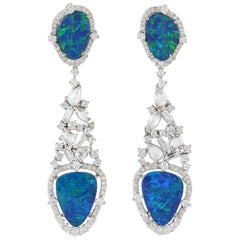 Opal Diamond 18 Karat Gold Earrings