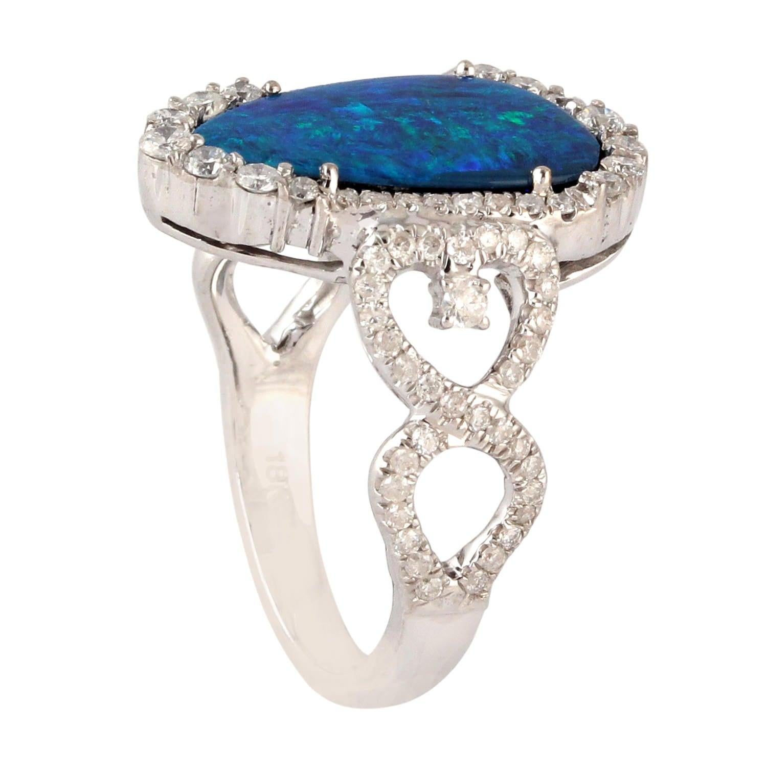 For Sale:  Opal Diamond 18 Karat Gold Ring 3